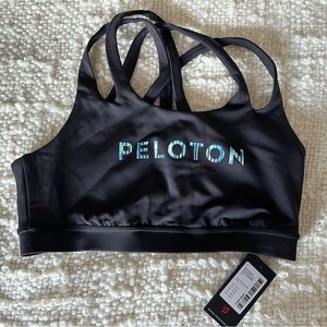Peloton strapy sports bra.